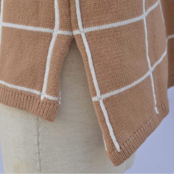 EVOWISH NWT Women's Pullover Turtleneck Sweater-Tan & White-Size Large - Picture 4 of 8